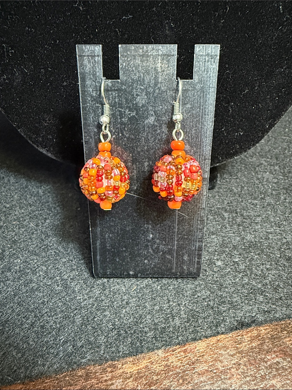 Vibrant Orange Beaded Drop Earrings for Women
